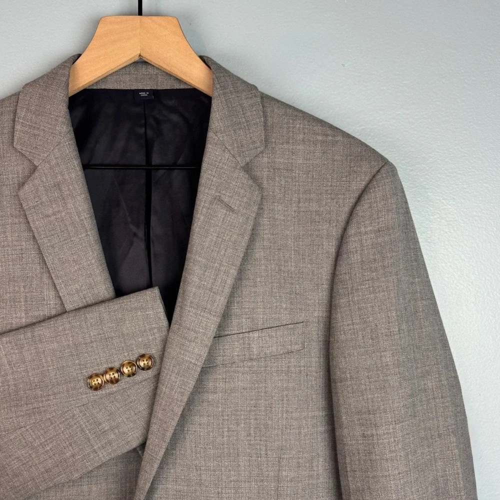 J. Crew Thompson Mens 38 Reg Gray Two Button Wool Blend Blazer Sport Coat FLAW